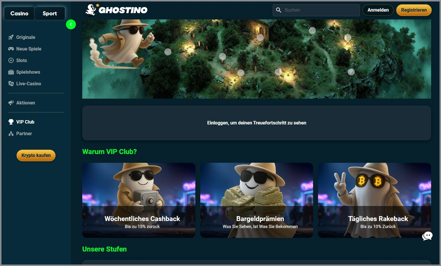 Exklusiver VIP-Status im Ghostino zusätzlichen Vorteilen und Boni