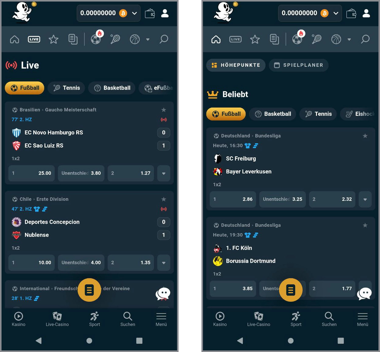 Platziere einfach Sportwetten vor dem Spiel bei Ghostino
