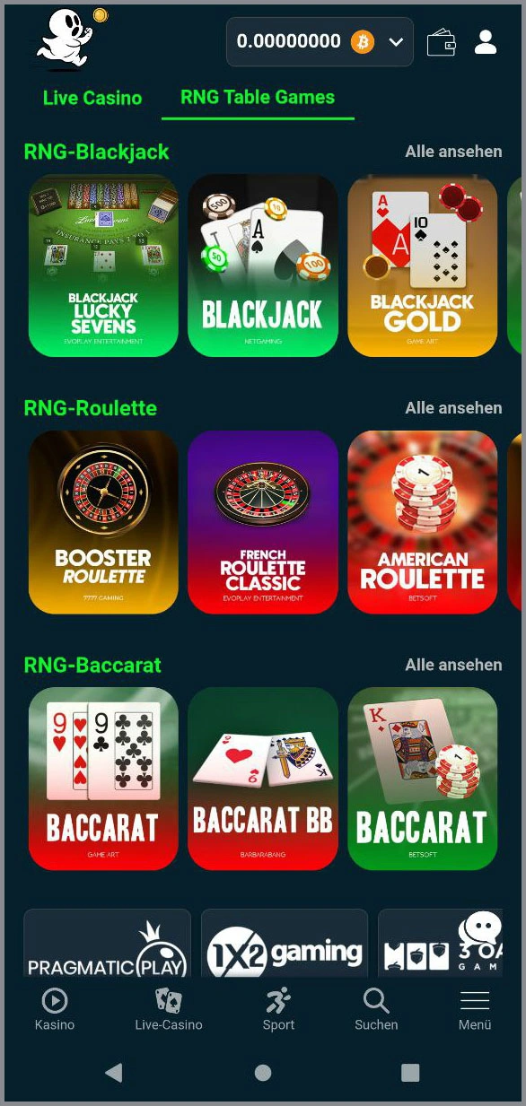 Tischspiele und Live-Casino-Erlebnis bei Ghostino